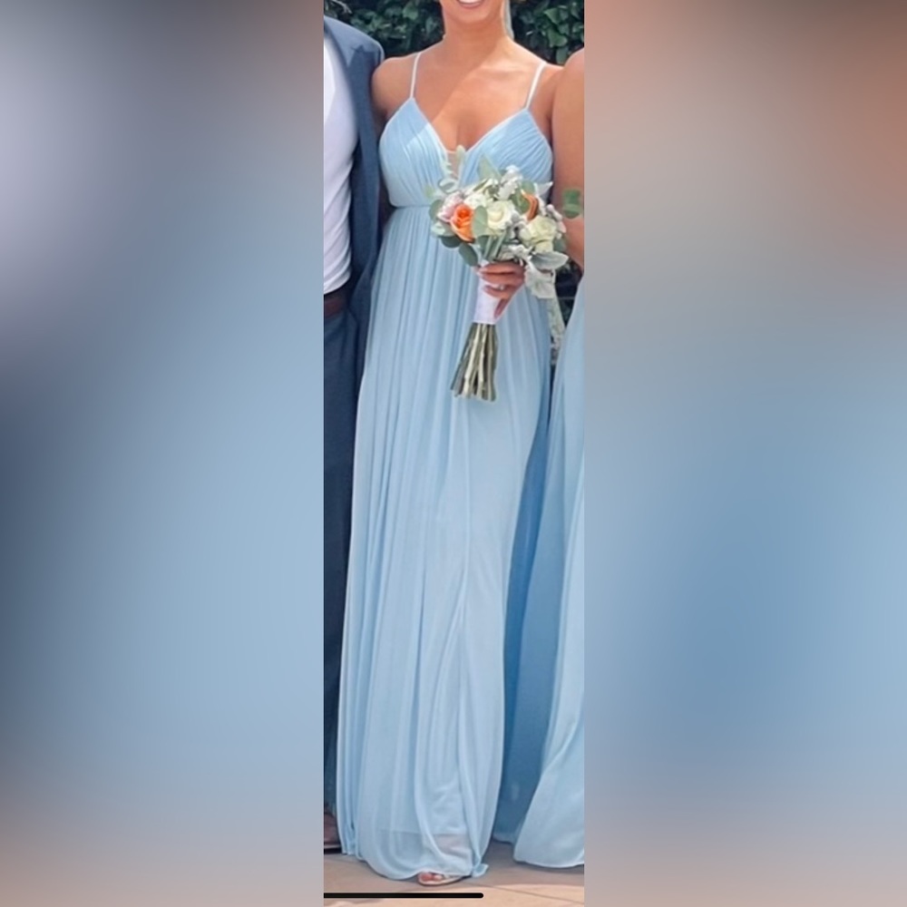 Azazie Blue Wedding Gown Sleeveless Spaghetti Strap